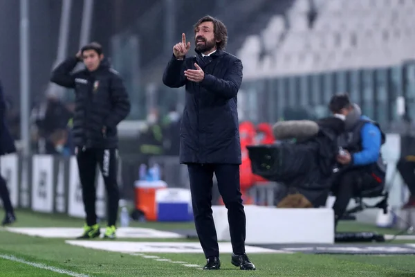Torino Febrero 2021 Andrea Pirlo Entrenador Juventus Durante Partido Serie — Foto de Stock
