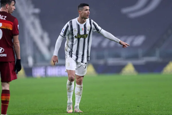 Torino Febrero 2021 Cristiano Ronaldo Juventus Durante Partido Serie Entre — Foto de Stock