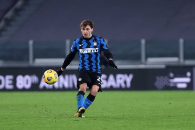 Torino, İtalya. 09. Piyade 2021. Fc Internazionale 'den Nicolo Barella Coppa Italia yarı final maçında Juventus Fc ve Fc Internazionale arasında.