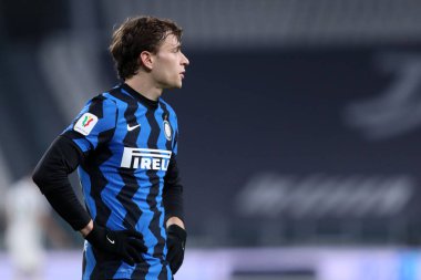Torino, İtalya. 09. Piyade 2021. Fc Internazionale 'den Nicolo Barella Coppa Italia yarı final maçında Juventus Fc ve Fc Internazionale arasında.