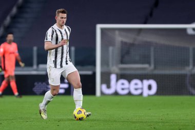 Torino, İtalya. 09. Piyade 2021. Juventus Fc 'den Matthijs de Ligt Coppa Italia yarı final maçında Juventus Fc ve Fc Internazionale arasında.
