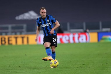 Torino, İtalya. 09. Piyade 2021. Fc Internazionale 'den Christian Eriksen Coppa Italia yarı final maçında Juventus Fc ve Fc Internazionale arasında.