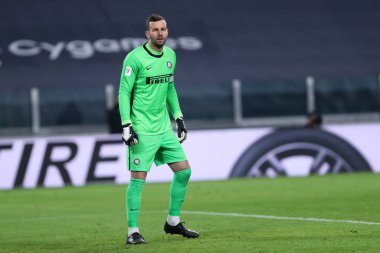 Torino, İtalya. 09. Piyade 2021. Fc Internazionale takımından Samir Handanoviç, Juventus Fc ve Fc Internazionale arasında oynanan Coppa Italia yarı final karşılaşmasında.