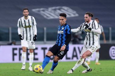 Torino, İtalya. 09. Piyade 2021. Fc Internazionale 'den Lautaro Martinez Coppa Italia yarı final maçında Juventus Fc ve Fc Internazionale arasında.