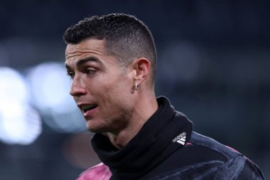 Torino, İtalya. 09. Piyade 2021. Juventus Fc 'den Cristiano Ronaldo Coppa Italia yarı final karşılaşmasında Juventus Fc ve Fc Internazionale arasında.