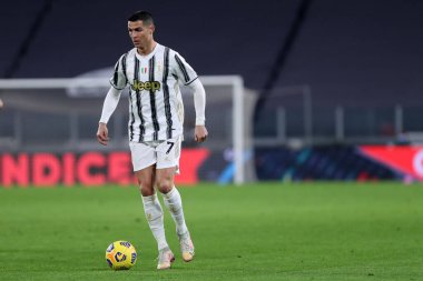 Torino, İtalya. 09. Piyade 2021. Juventus Fc 'den Cristiano Ronaldo Coppa Italia yarı final karşılaşmasında Juventus Fc ve Fc Internazionale arasında.