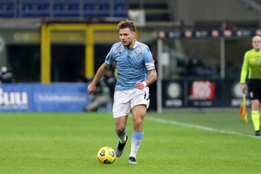 Milano, İtalya. 14 Şubat 2021. Ss Lazio 'dan Ciro Immobile Fc Internazionale ve Ss Lazio arasında oynanan A serisi maçında.
