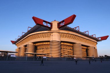 Milano, İtalya. 14 Şubat 2021 - Fc Internazionale ile Ss Lazio arasındaki Serie A maçı sırasında Giuseppe Meazza Stadyumu 'nun genel görünümü.