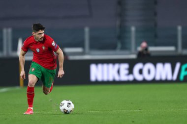 Torino, 24 Mart 2021. Portekizli Pedro Neto, 2022 FIFA Dünya Kupası elemeleri sırasında Portekiz ve Azerbaycan arasında oynanan karşılaşma sırasında.