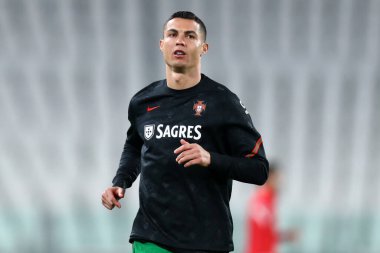 Torino, 24 Mart 2021. Portekizli Cristiano Ronaldo, 2022 FIFA Dünya Kupası elemeleri sırasında Portekiz ve Azerbaycan arasında oynanan karşılaşmada.