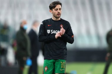 Torino, 24 Mart 2021. Portekizli Bernardo Silva, 2022 FIFA Dünya Kupası elemeleri sırasında Portekiz ve Azerbaycan arasında oynanan karşılaşmada.
