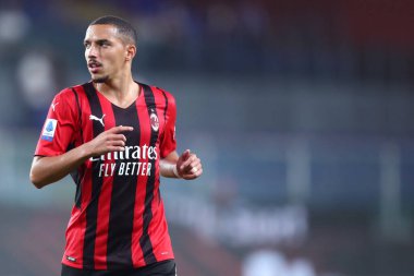 Cenova, İtalya. 23 Ağustos 2021. Serie A karşılaşmasında Ac Milan 'dan Ismael Bennacer ile Uc Sampdoria ve Ac Milan arasında oynanan karşılaşma.