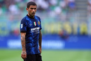 Milano, 21 Ağustos 2021. Fc Internazionale 'den Stefano Sensi Fc Internazionale ve Cenova Cfc arasındaki Serie A maçı sırasında.