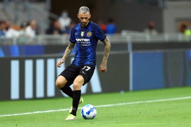 Milano, 21 Ağustos 2021. Fc Internazionale 'den Marcelo Brozoviç, Fc Internazionale ve Cenova Cfc arasında oynanan Serie A karşılaşmasında görev başında.
