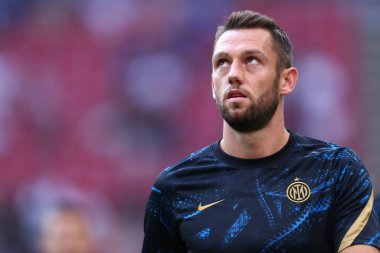 Milano, 21 Ağustos 2021. Fc Internazionale 'den Stefan de Vrij Fc Internazionale ve Cenova Cfc arasındaki Serie A maçı sırasında.