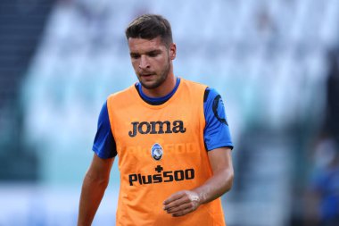 Torino, 14 Ağustos 2021. Atalanta Bergamasca Calcio 'dan Berat Djimsiti Juventus Fc ve Atalanta Bergamasca Calcio arasında oynanan dostluk maçı sırasında .