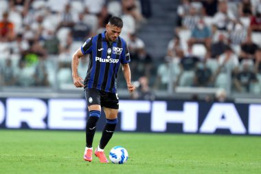 Torino, 14 Ağustos 2021. Atalanta Bergamasca Calcio 'dan Jose Luis Palomino Juventus Fc ve Atalanta Bergamasca Calcio arasındaki dostluk maçı sırasında .