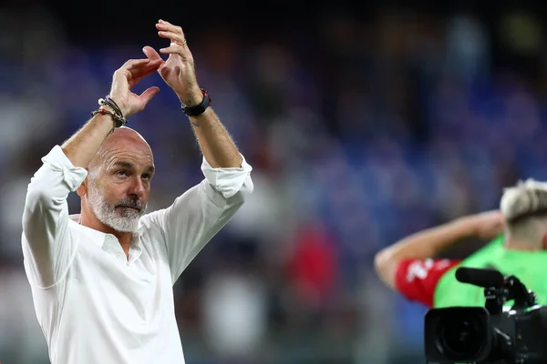 Genova Italien Augusti 2021 Stefano Pioli Huvudtränare För Milan Serie — Stockfoto