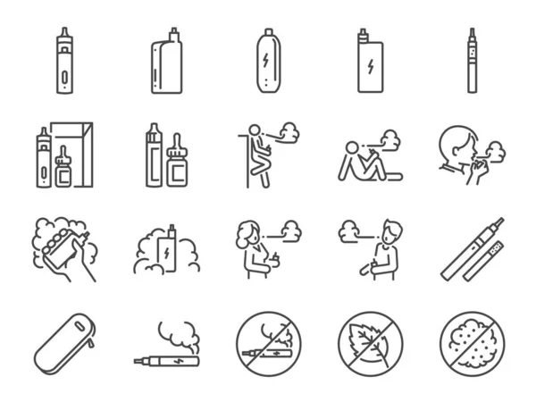 Conjunto Iconos Línea Aspiración Incluido Los Iconos Como Fumar Vapor — Vector de stock