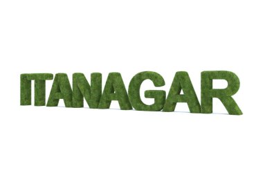 Karkonya 'dan yapılmış metin, beyaz arkaplanda izole edilmiş. yeşil yapraklar