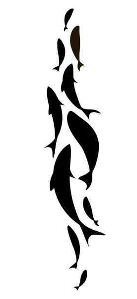 Δυναμικό Σμήνος Ψαριών Σχολείο Ψαριών Σχεδιασμός Λογότυπου Εικονογράφηση Διανύσματος — Διανυσματικό Αρχείο