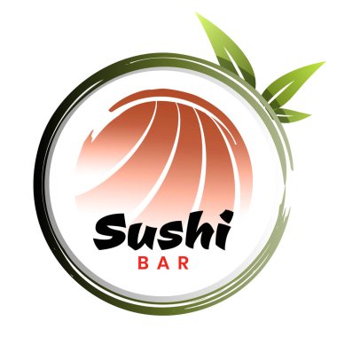 Suşi bar ya da restoran için suşi rulo logo şablonu tasarımı. Vektör illüstrasyonu.