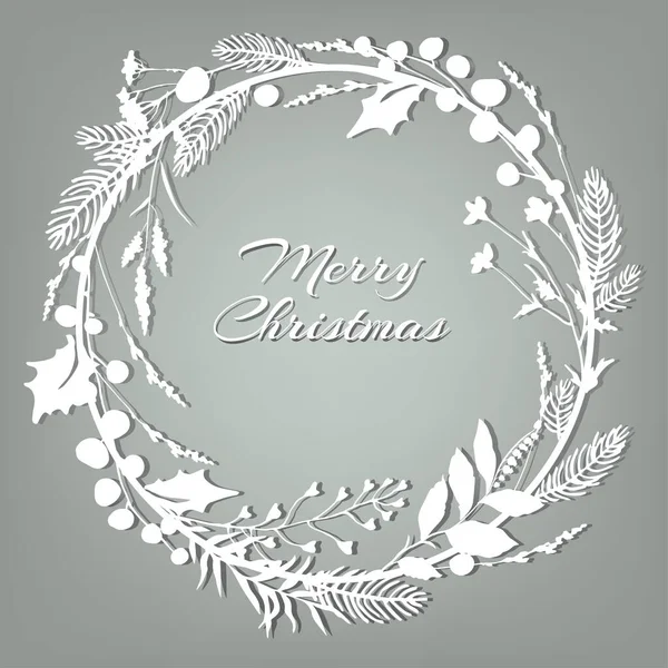 White Christmas Decorative Wreath Christmas Frame Festive Element — Stock Vector