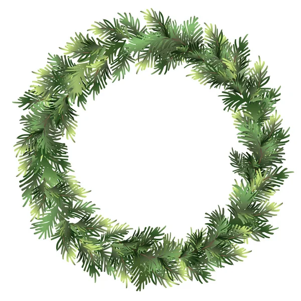 Christmas Green Spruce Wreath Pine Wreath Fir Decorative Wreath Decorative — Stock Vector