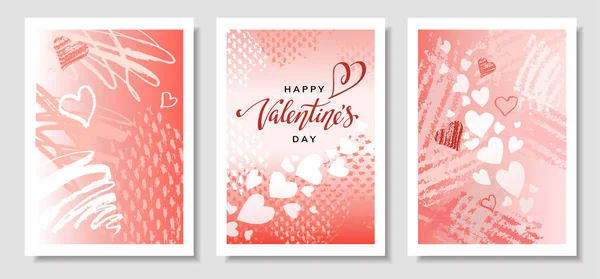 Conjunto de plantillas para tarjetas de felicitación, volantes, invitaciones para el Día de San Valentín. Fondos románticos de San Valentín con inscripción de letras feliz día de San Valentín. — Vector de stock