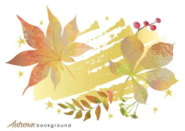 Fondo otoñal con hojas y bayas. Diseño de banner de otoño. — Vector de stock