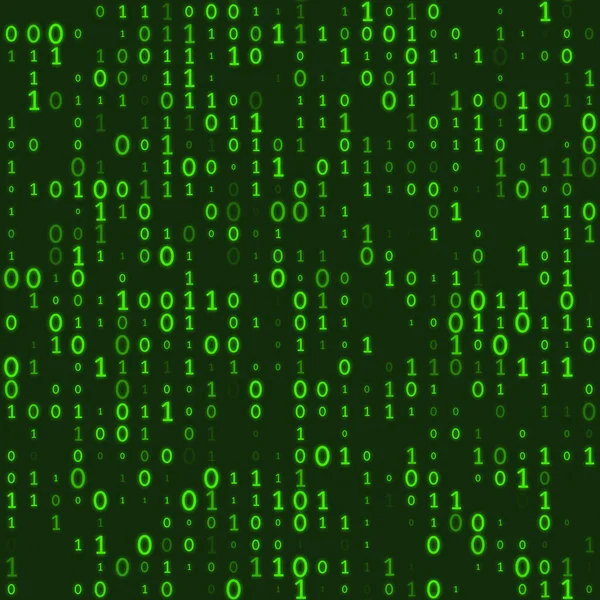 Абстрактная Технология Бинарного Кода Зеленый Хаос Нулей Единиц Некоторые Упущенные — стоковое фото