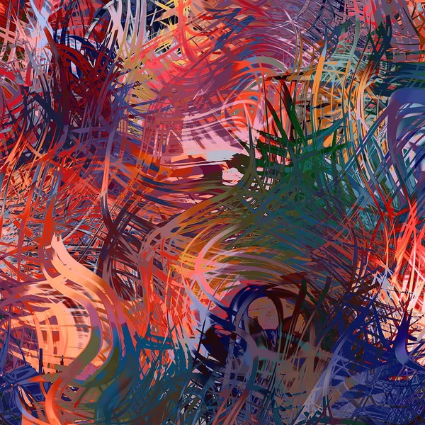 Abstrato Colorido Redemoinhos Loops Pintados Pintura Digital Impressionante Multicolorido Tons — Fotografia de Stock