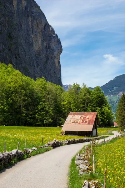 Venkovské krajiny v Lauterbrunnen, Švýcarsko — Stock fotografie
