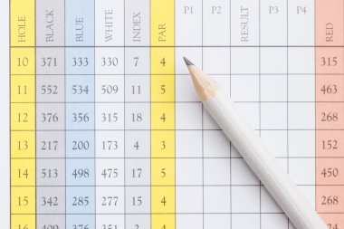 Pencil on a golf scorecard clipart