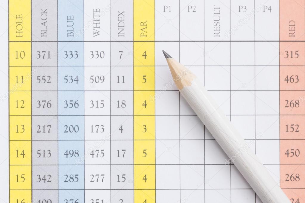 Pencil on a golf scorecard