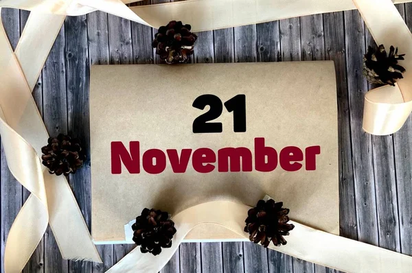 Νοεμβρίου Χαρτί Χειροτεχνίας Ξύλινο Φόντο Φθινόπωρο Ημερολόγιο Νοεμβρίου — Φωτογραφία Αρχείου
