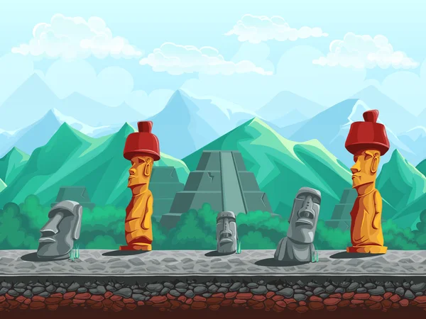 Stone statue, pyramid in the emerald mountains Royalty Free Stock Vectors