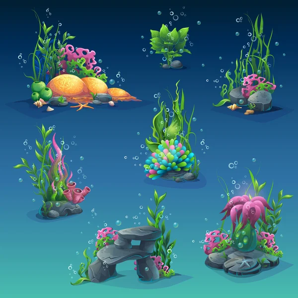 水中の海藻のコレクション — ストックベクタ