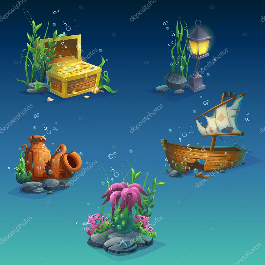 Set of underwater objects Stock Vector by ©Nearbirds 105202334