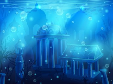 Atlantis. Sorunsuz batık sualtı şehri, antik Harabeleri 