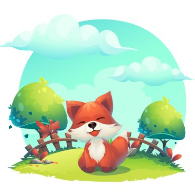 Çim - bir çocuk'ın Fox illüstrasyon karikatür
