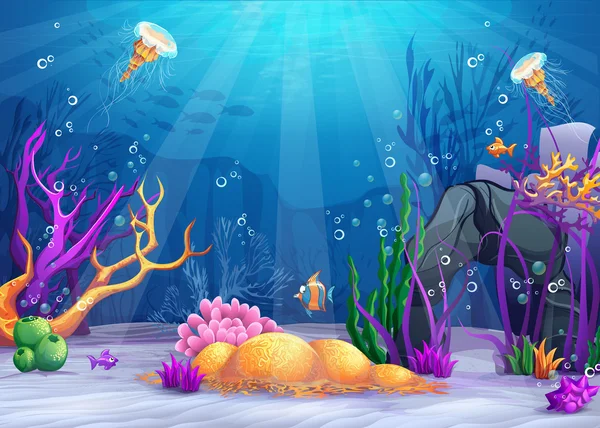 Underwater world cartoon illustration — Stock Vector