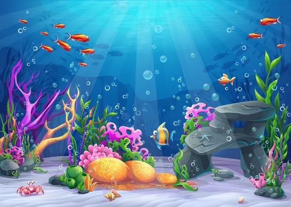 Ilustración de dibujos animados bajo el agua — Vector de stock