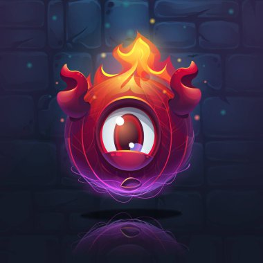 Vektör arkaplan illüstrasyon çizgi film alev canavarı. Talep üzerine baskı, reklamlar ve reklamlar, dergiler ve gazeteler için, kitap kapakları.