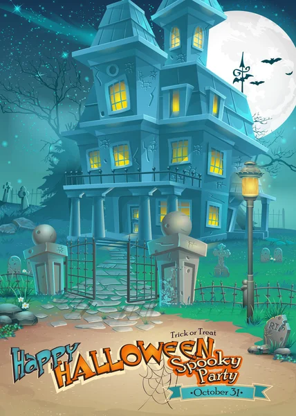 tatil kartı için halloween garip ve gizemli bir ev hayaletleri