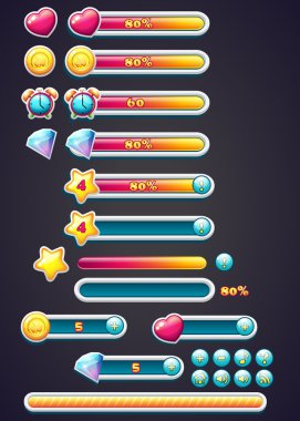 İlerleme çubuğu, kazma gibi bir ilerleme çubuğu ile oyun simgeleri için bilgisayar oyunları download