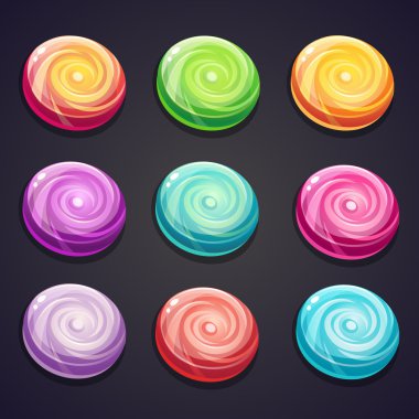 Set of candies of different colors for computer games clipart