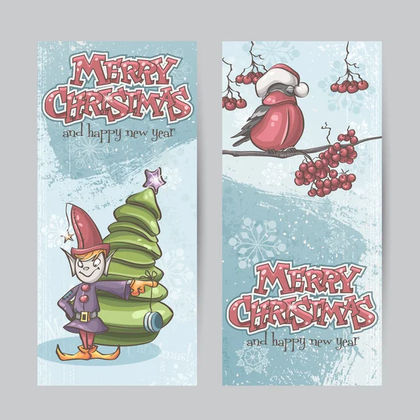 Набір вертикальні банери на Різдво та новий рік з мал — стоковий вектор