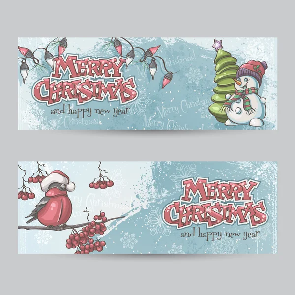 Set of horizontal banners for Christmas and the new year with a — Stock Vector