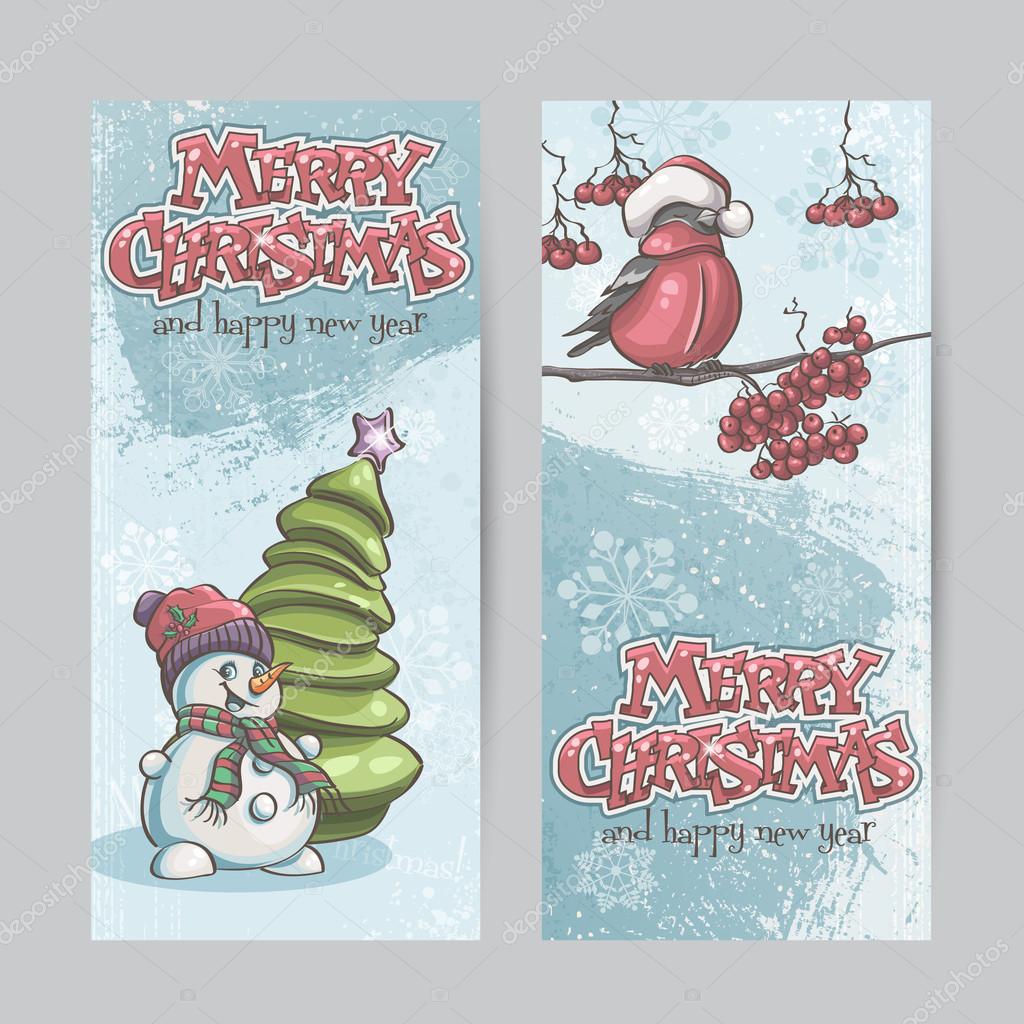 Set of vertical banners for Christmas and the new year with a pi